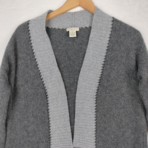 Vertical Designs Cashmere Cardigan Sweater Women M Gray Knit Open Front Luxury - Picture 2 of 13